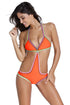 Sexy Orange Handmade Crochet Neoprene One Piece Swimsuit
